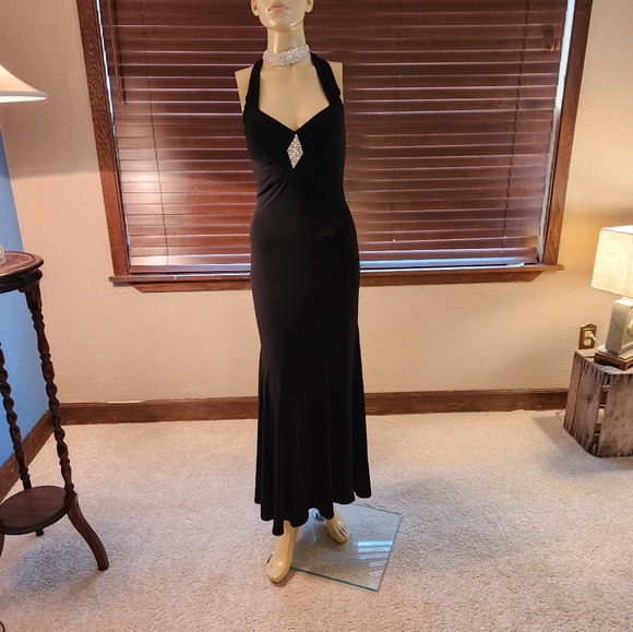 Like New Gunne Sax Womens Formal Dress Black Black Tie Small - Picture 4 of 9